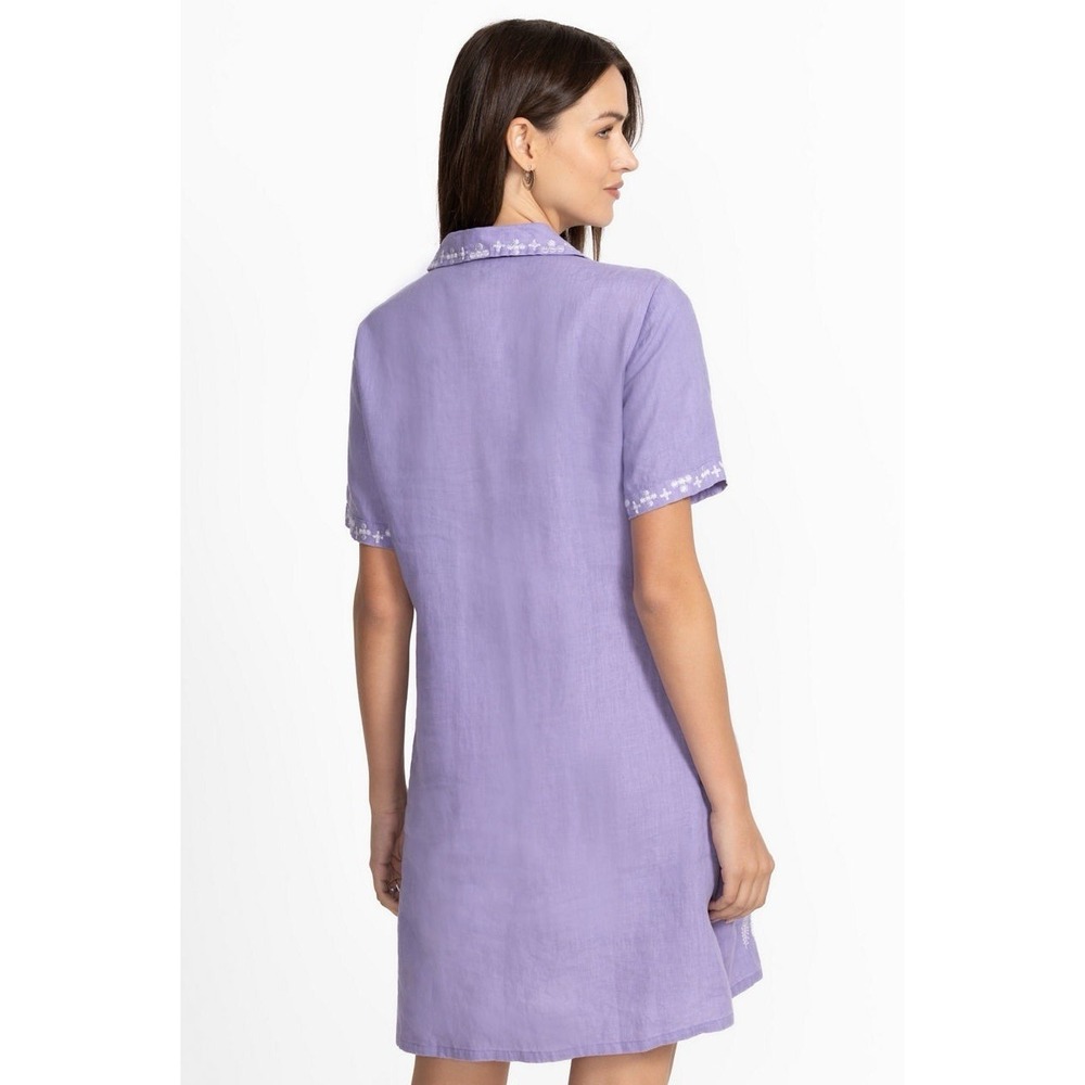 NWOT Johnny Was Linen Henley Collared Dress Sz XS Embroidered Boho Preppy $275 - Picture 4 of 15